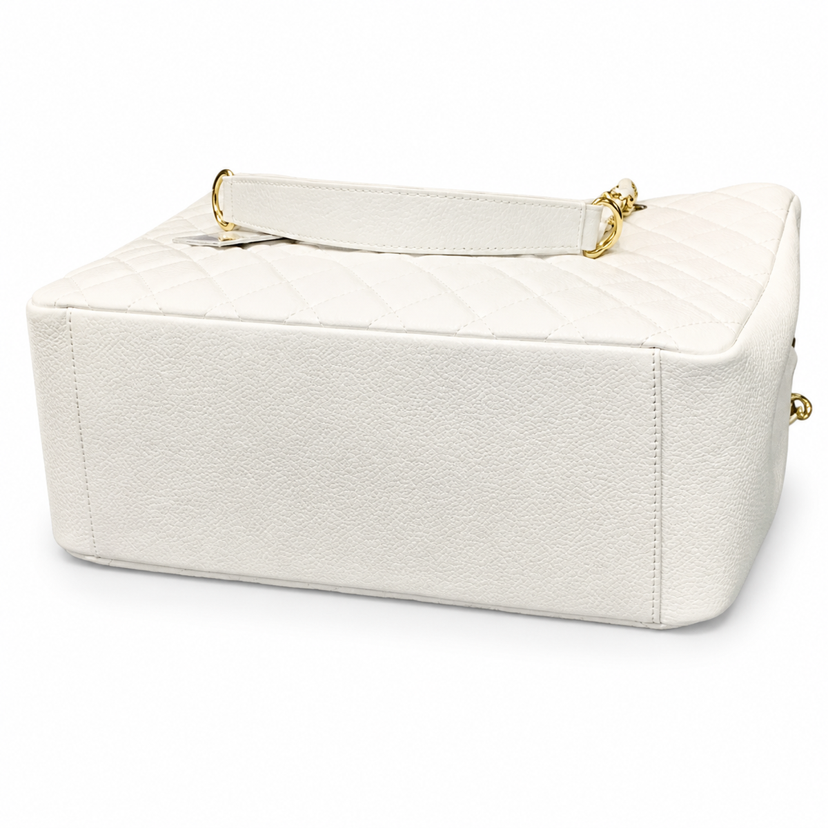 CHANEL Grand Shopping Tote (GST) – White Caviar Leather Gold Hardware Shoulder Bag 35×25×13cm