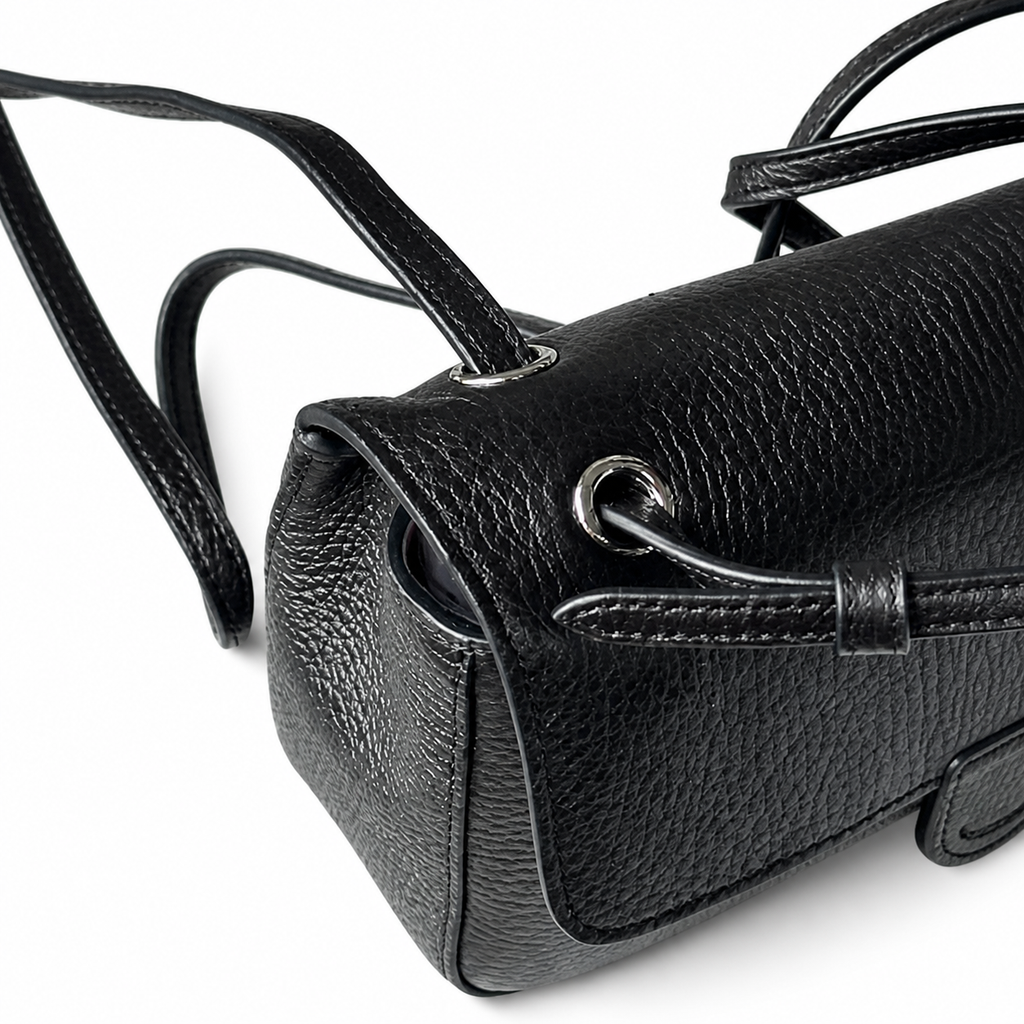 Chanel Black Caviar Leather Mini Flap Bag Silver CC Dual Loop Handles