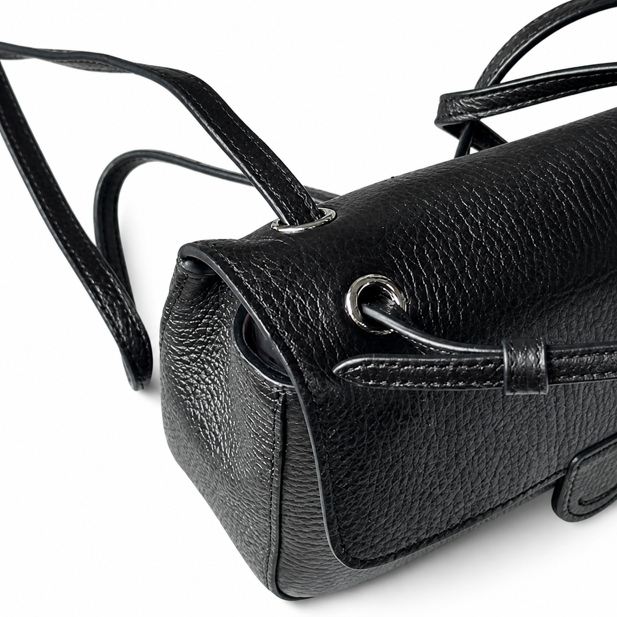 Chanel Black Caviar Leather Mini Flap Bag Silver CC Dual Loop Handles