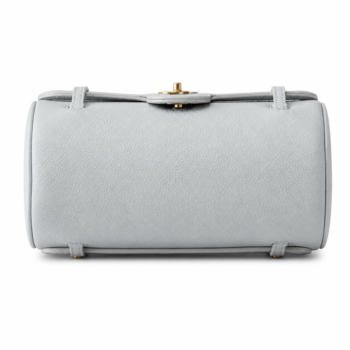 Chanel Vintage Cylinder Barrel Shoulder Bag White Quilted Caviar Leather Gold CC Turn-Lock Slim Strap 20.5cm