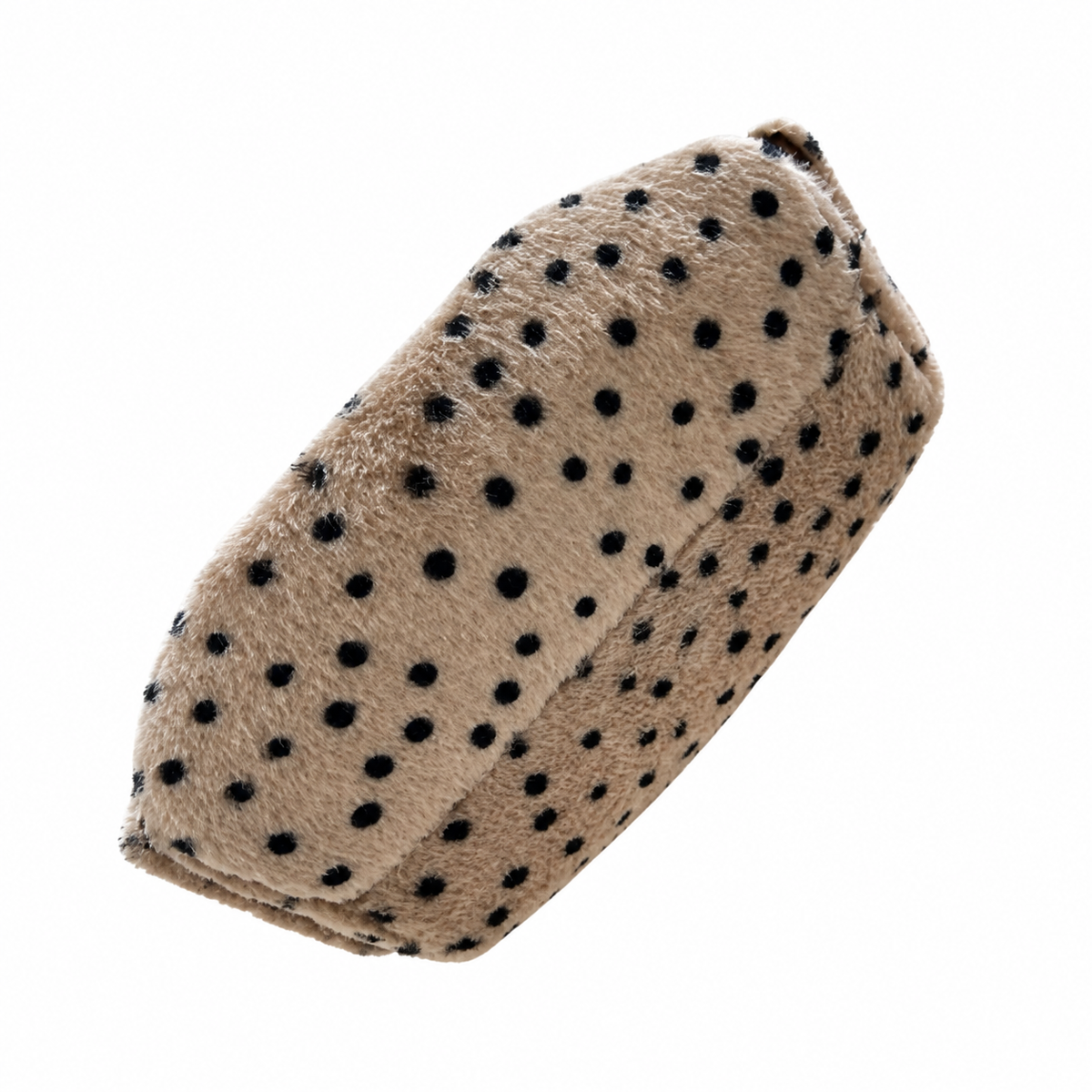 Chanel Beige Polka Dot Faux Fur Mini Backpack Gold CC Pearl Chain