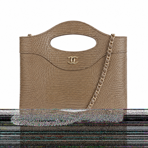 Chanel 31 Khaki Lizard-Embossed Leather Bag with Gold Chain