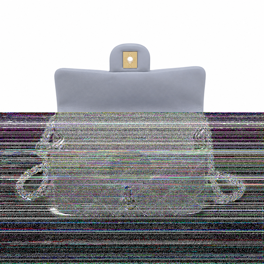 Chanel Pearl Crush Mini Flap Bag Powder Blue Lambskin Gold CC Turn-Lock Ball Charm Chain 20cm