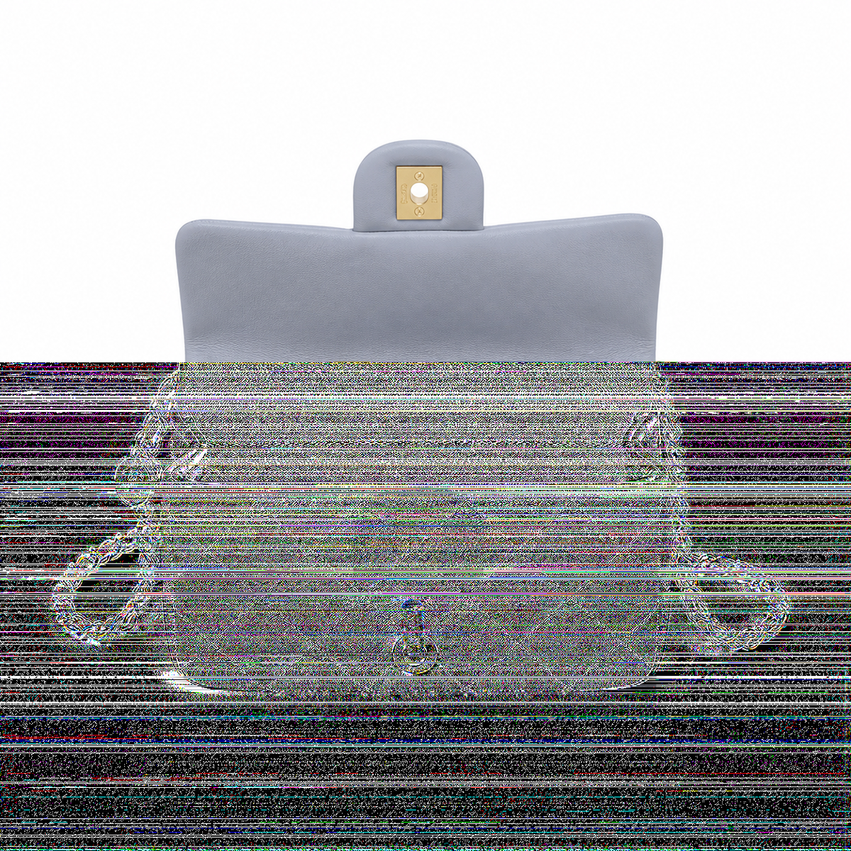 Chanel Pearl Crush Mini Flap Bag Powder Blue Lambskin Gold CC Turn-Lock Ball Charm Chain 20cm