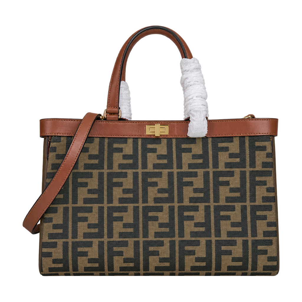 Fendi FF Sunshine Leather Shopper Tote Bag 40x12x29cm
