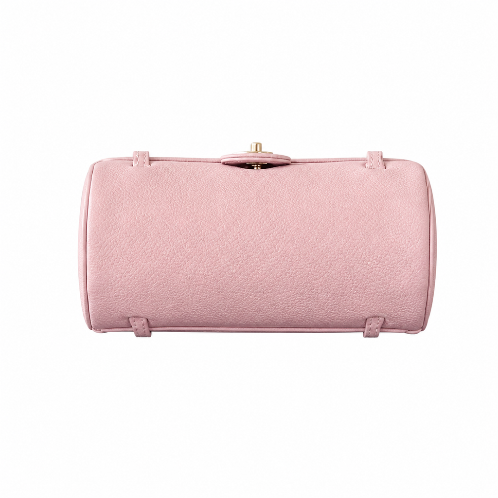 Chanel Vintage Cylinder Barrel Shoulder Bag Blush Pink Caviar Leather Gold CC Turn-Lock Slim Strap 20.5cm