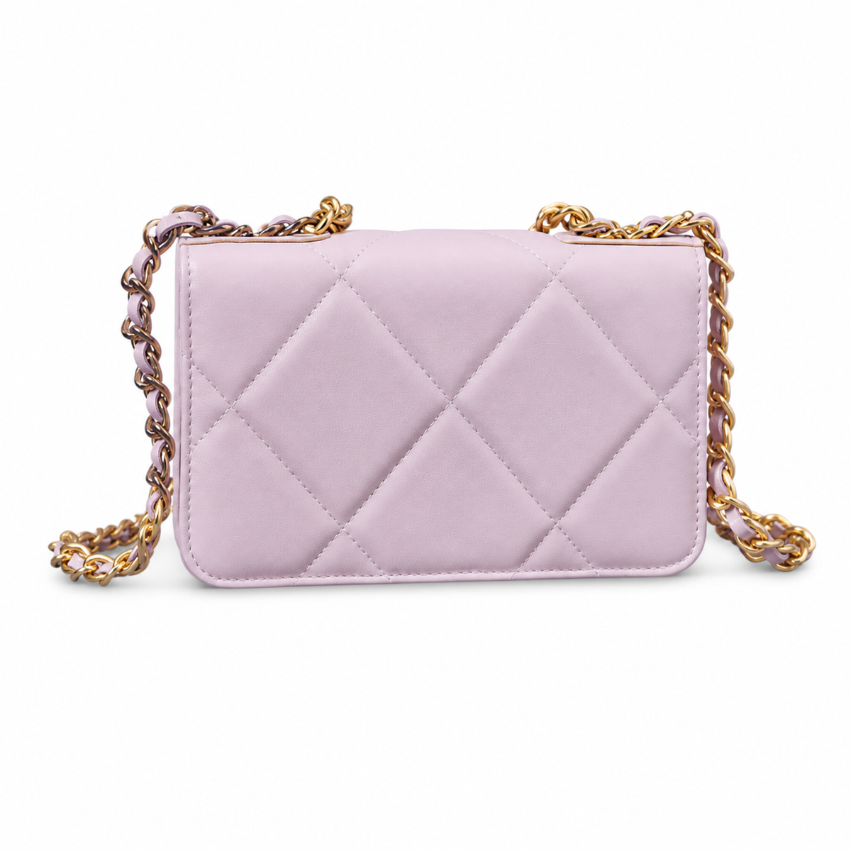 Chanel Classic Flap Medium Lilac Lavender Quilted Lambskin Gold CC Hardware Chain 26cm
