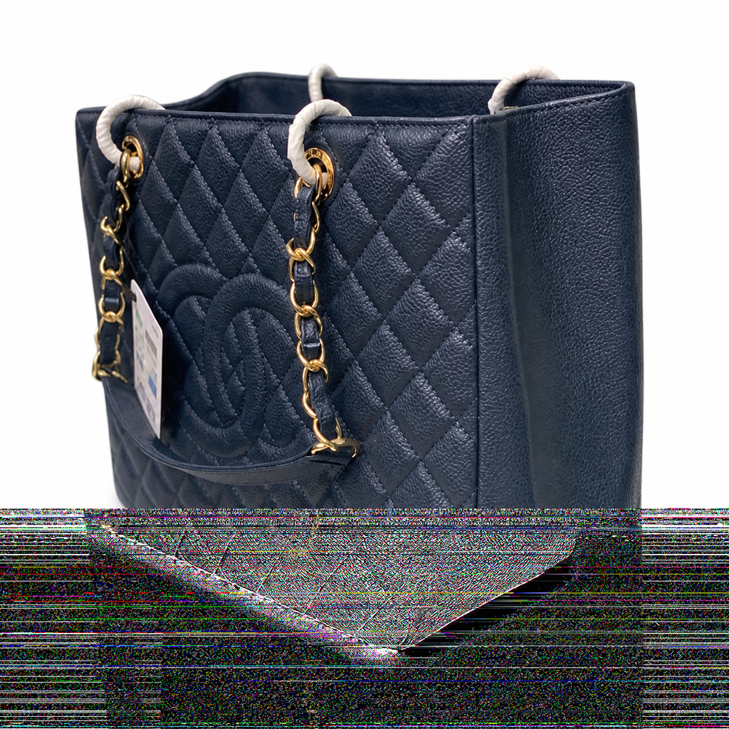 CHANEL Grand Shopping Tote (GST) – Navy Blue Caviar Leather Gold Hardware Shoulder Bag 35×25×13cm