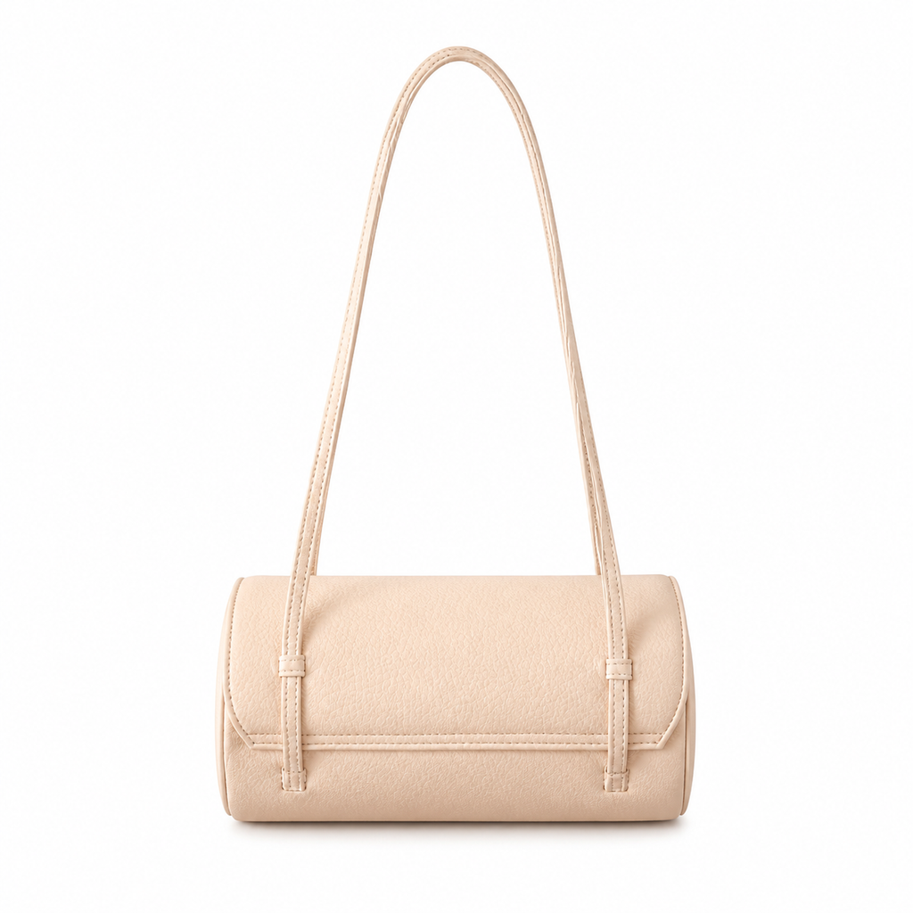 Chanel Beige Caviar Cylindrical Shoulder Bag | Twin Flat Strap — 20cm
