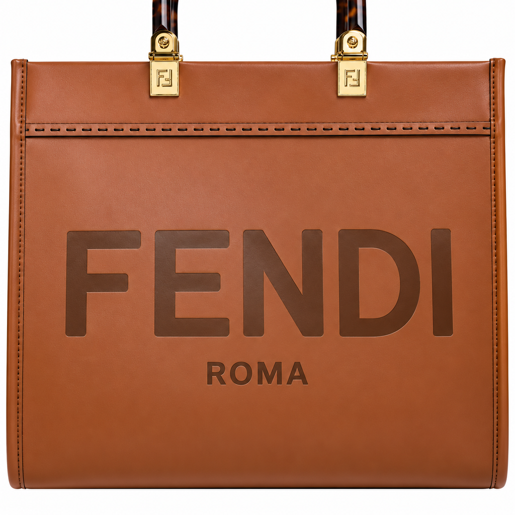 Fendi FF Logo Premium Leather Large Tote Bag 17x35x31cm