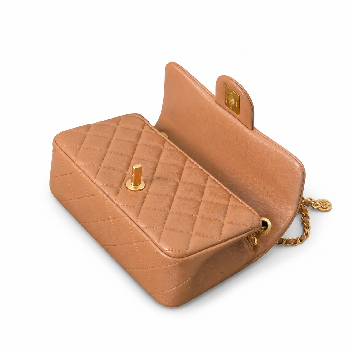 Chanel Classic Flap Small Caramel Brown Lambskin Aged Gold Hardware 20cm
