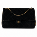 Chanel Black Suede Quilted Jumbo Classic Flap Shoulder Bag | Gold CC Turn-Lock | Gold Chain | 39cm