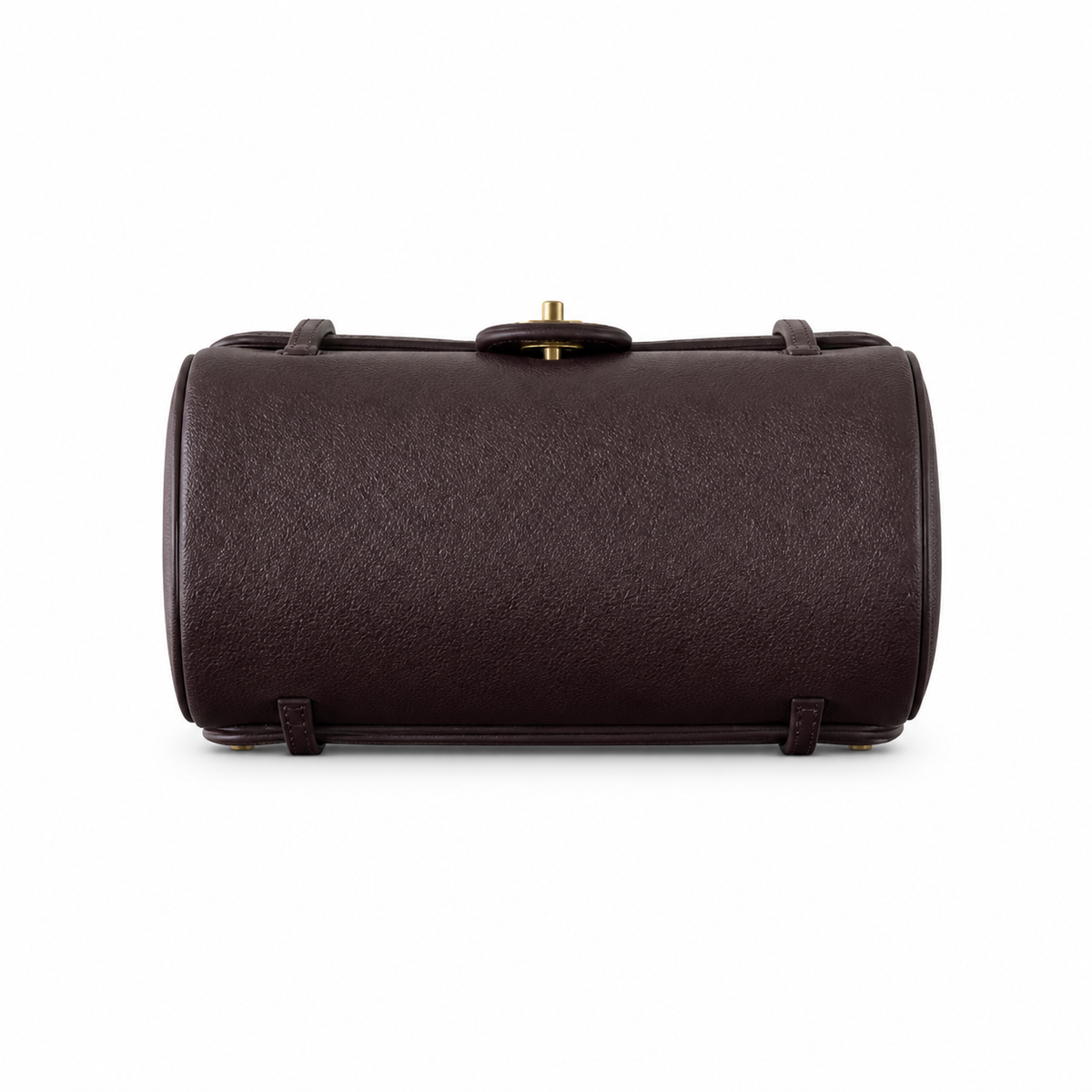 Chanel Vintage Cylinder Barrel Shoulder Bag Dark Brown Leather Gold CC Turn-Lock Slim Strap 22cm