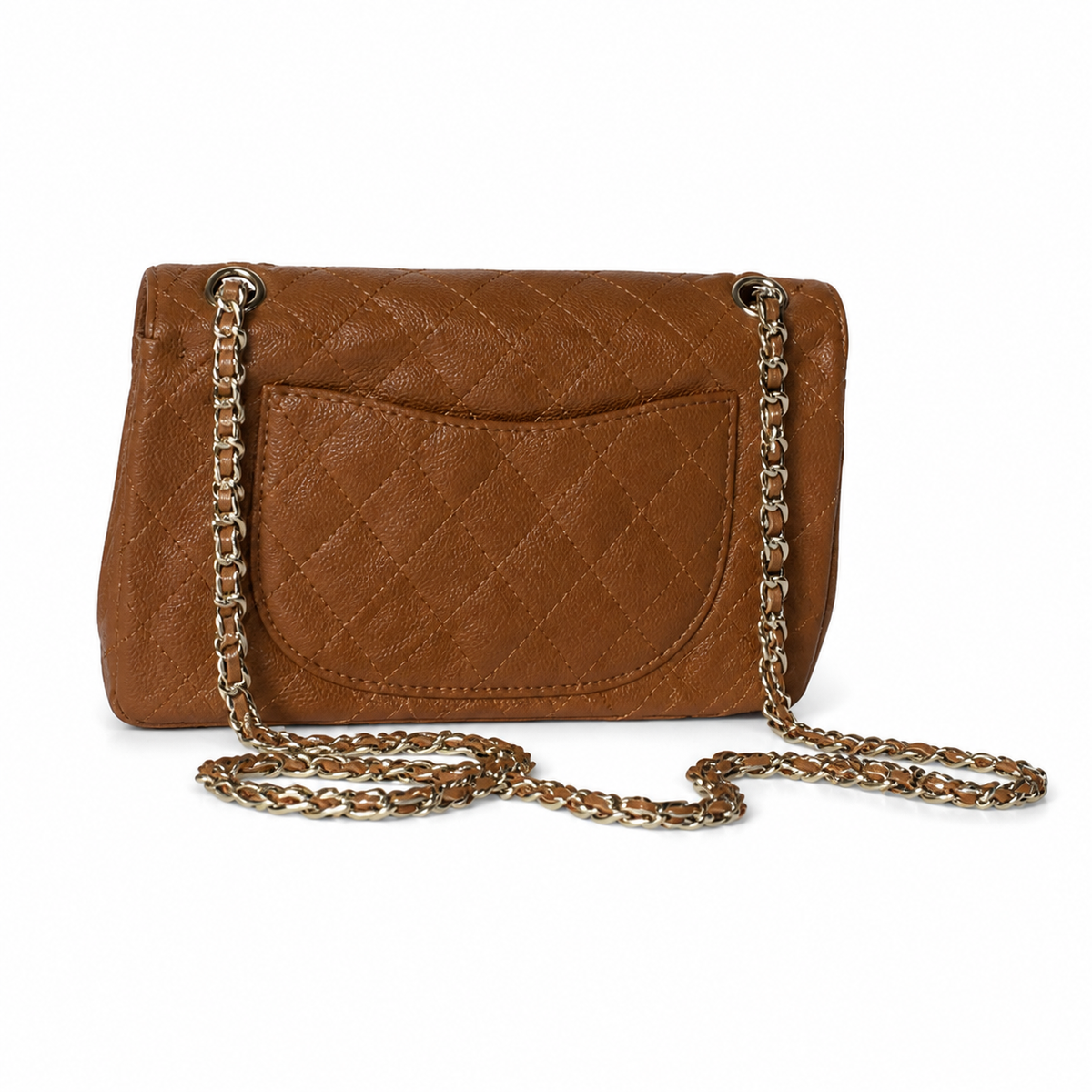 Chanel 2.55 Reissue 227 Cognac Brown Aged Distressed Calfskin Aged Gold Mademoiselle Lock Chain 24cm