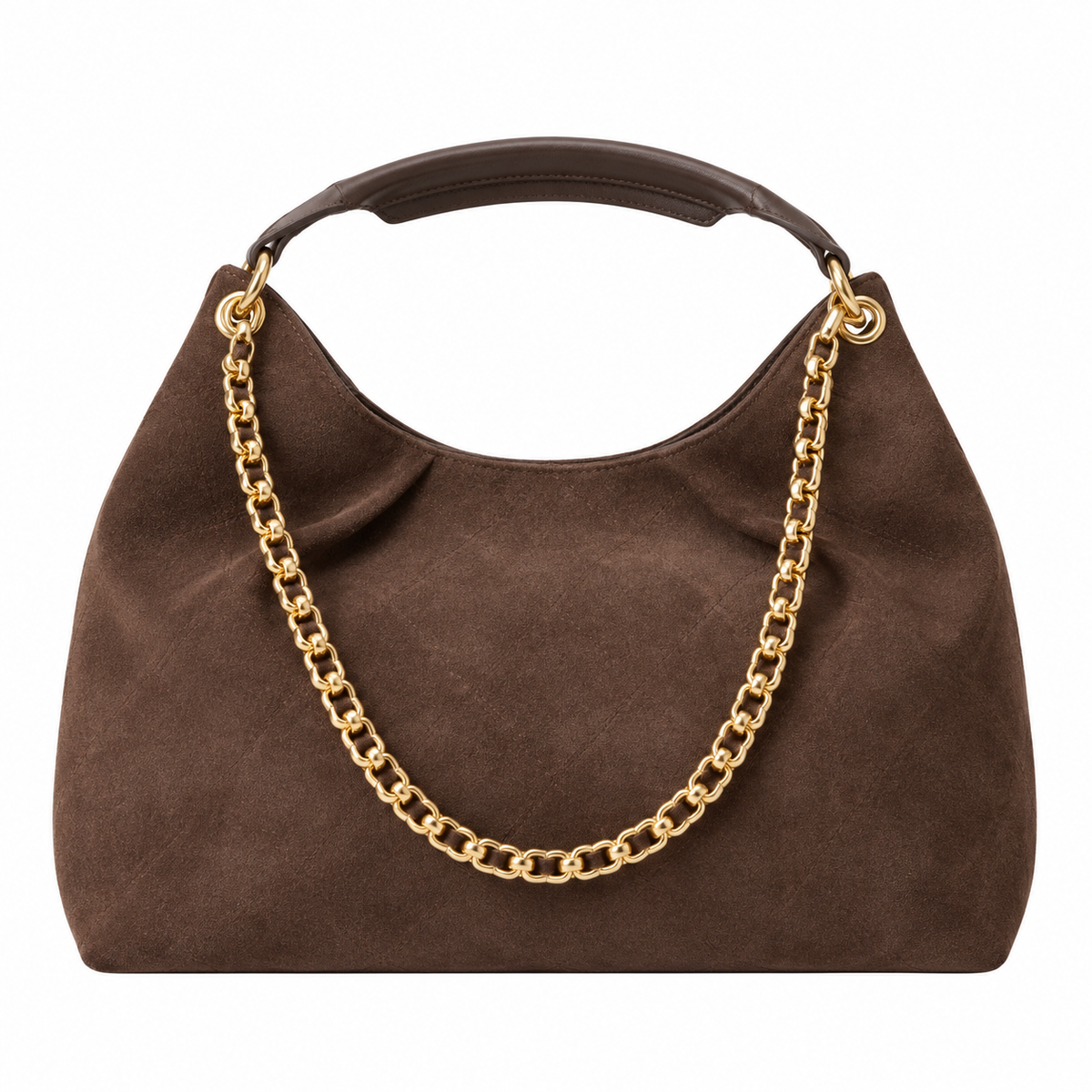 Chanel Quilted Suede Large Hobo Bag Brown 29×35×13cm