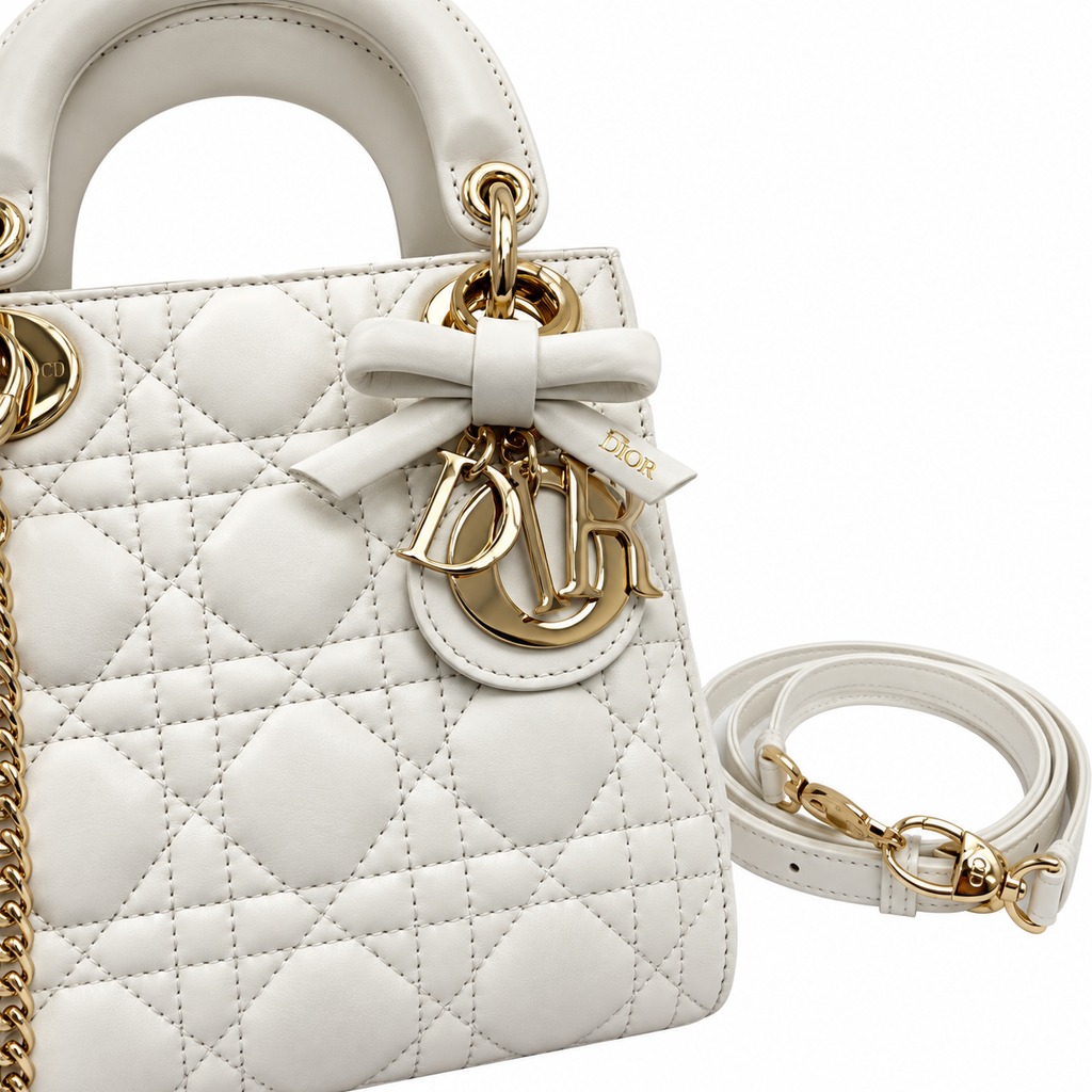 Dior Cannage Quilted Flap Bag with Adjustable Strap