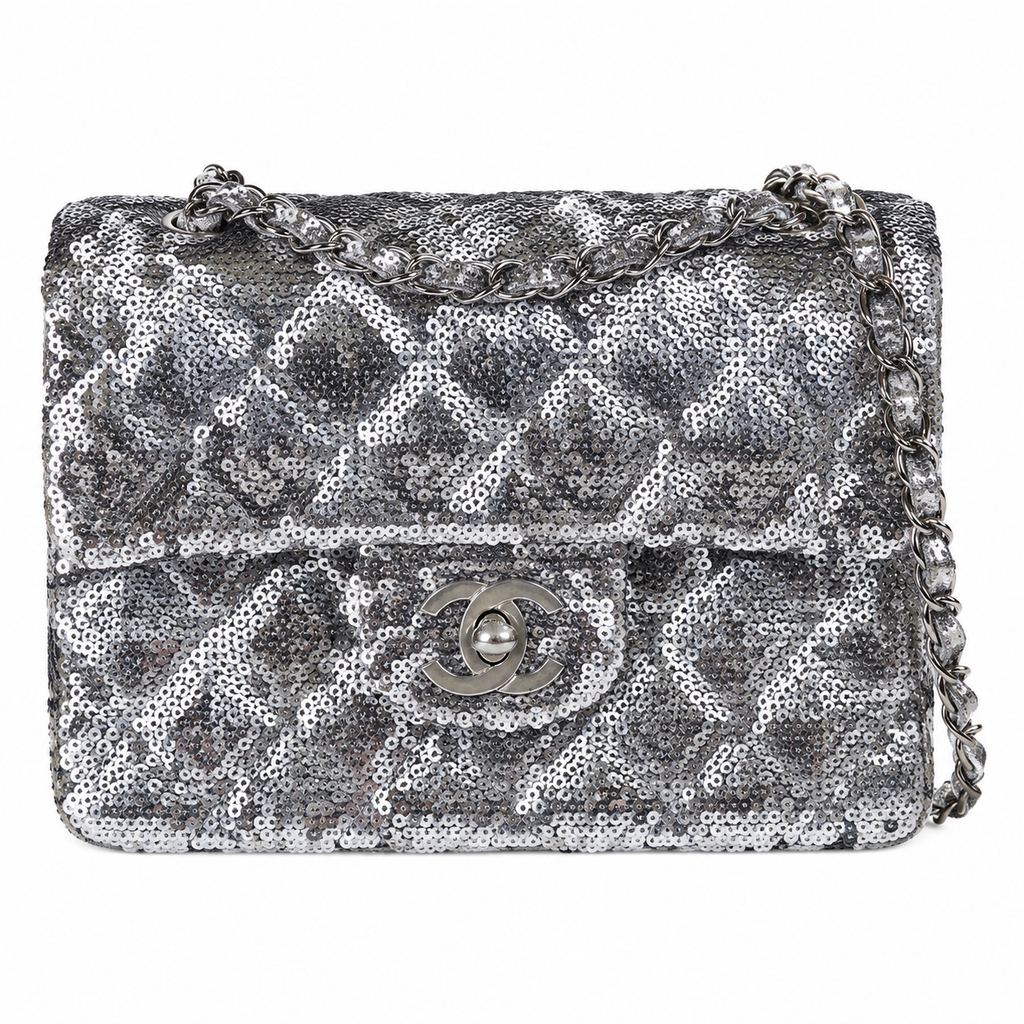 Chanel Silver Leopard-Print Sequin Flap Bag | Light-Dependent Pattern, Secret Interior Labyrinth & Gunmetal Chain