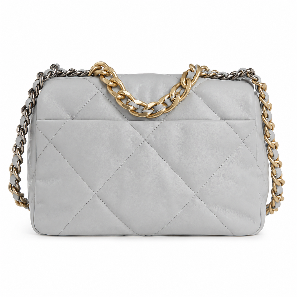 Chanel 19 Bag Medium Light Grey Lambskin Mixed Hardware 26cm