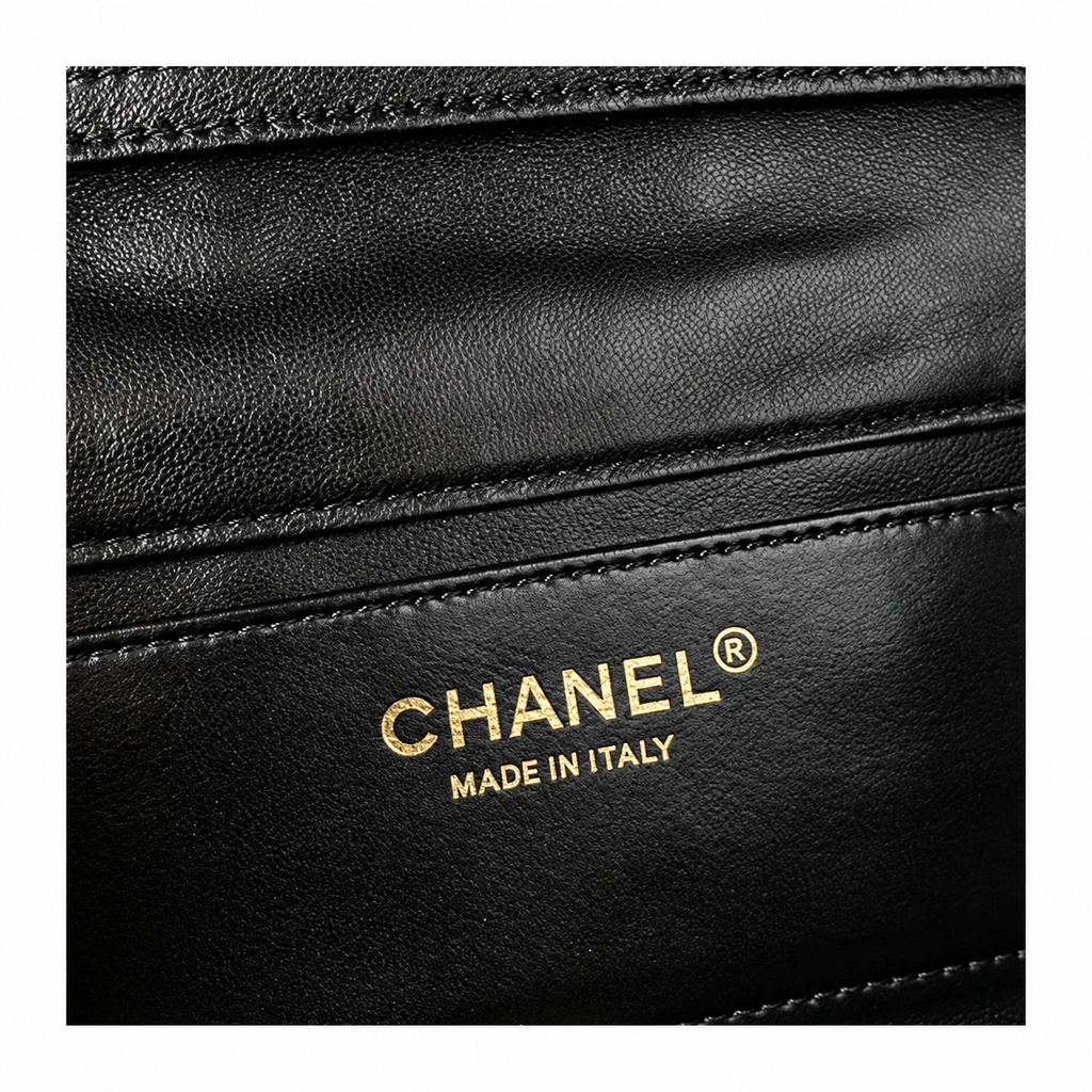 Chanel Bow Bag Ruched Lambskin Chain Shoulder Bag Black 22cm