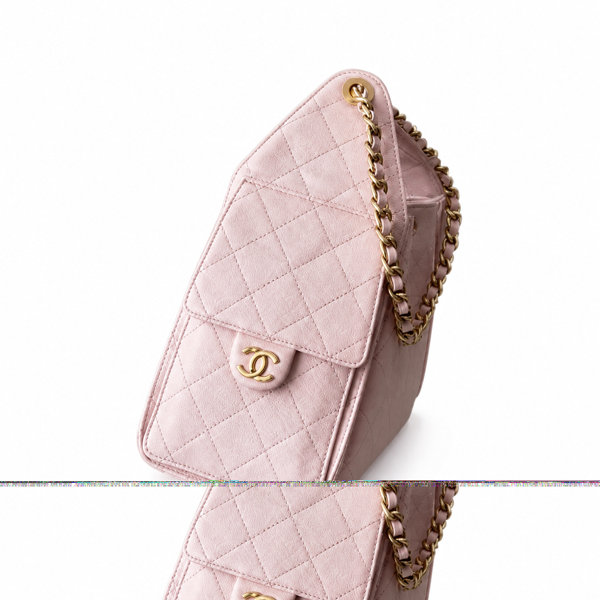 Chanel Classic Flap Medium Bag Pink Aged Calfskin Gold CC Hardware 30cm