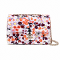 Chanel White Sequin Impressionist Floral Flap Bag | Coral, Pink & Lavender Clusters, Light Gold CC & White Leather Chain