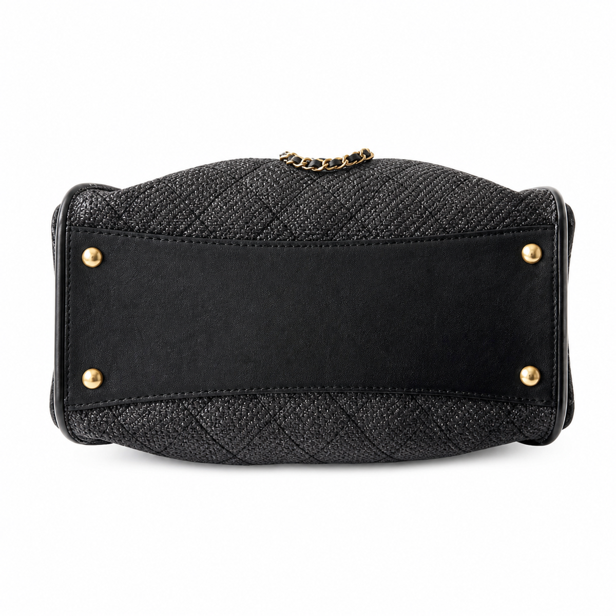 CHANEL Drawstring Bucket Bag – Black Caviar Leather White Trim Gold CC Chain 26×13.5×30cm