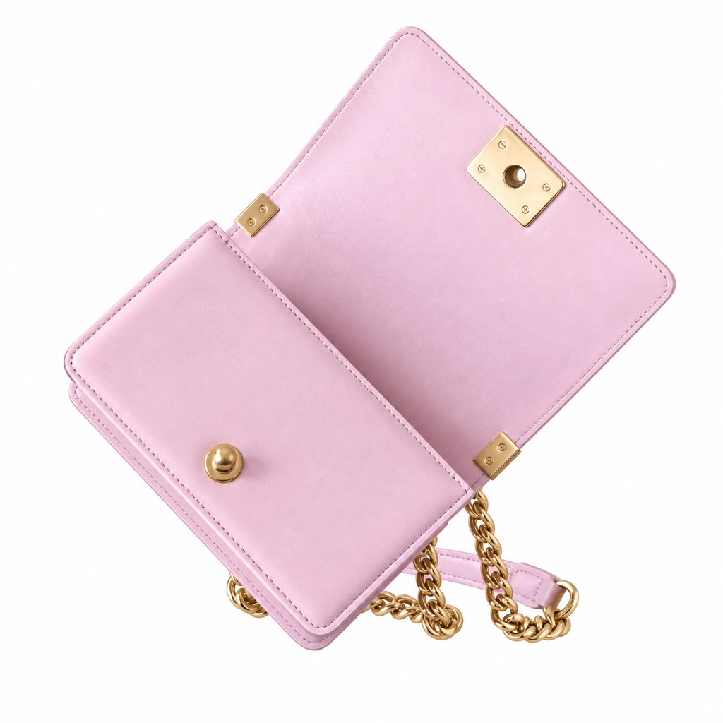Chanel Boy Bag Small Light Pink Quilted Lambskin Aged Gold CC Turn-Lock Chunky Chain Crossbody 20cm