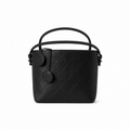 Chanel Black Quilted Leather Bucket Crossbody Bag | Leather CC Medallion | Top Handle & Strap | 20×18×12cm