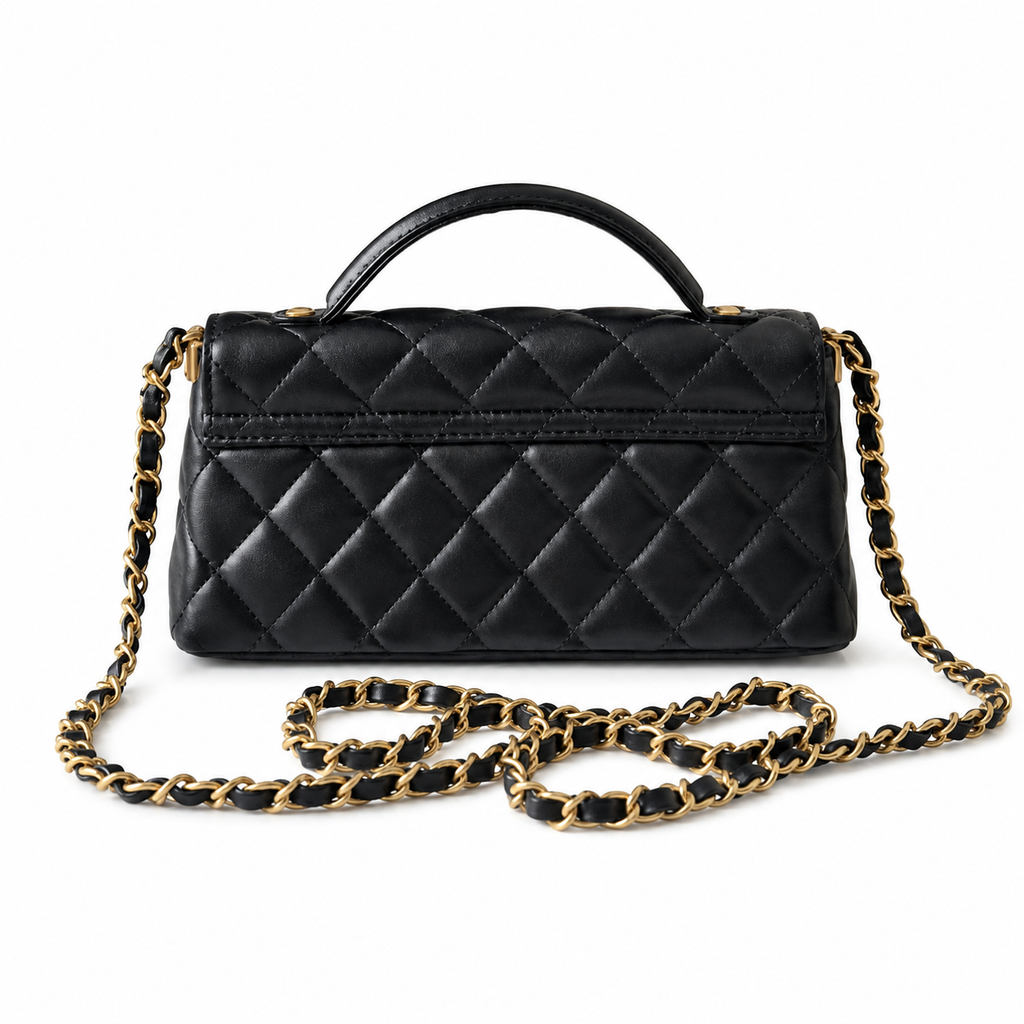 Chanel Classic Flap Bag – Beige Quilted Lambskin, Gold Hardware (12×22×6cm)