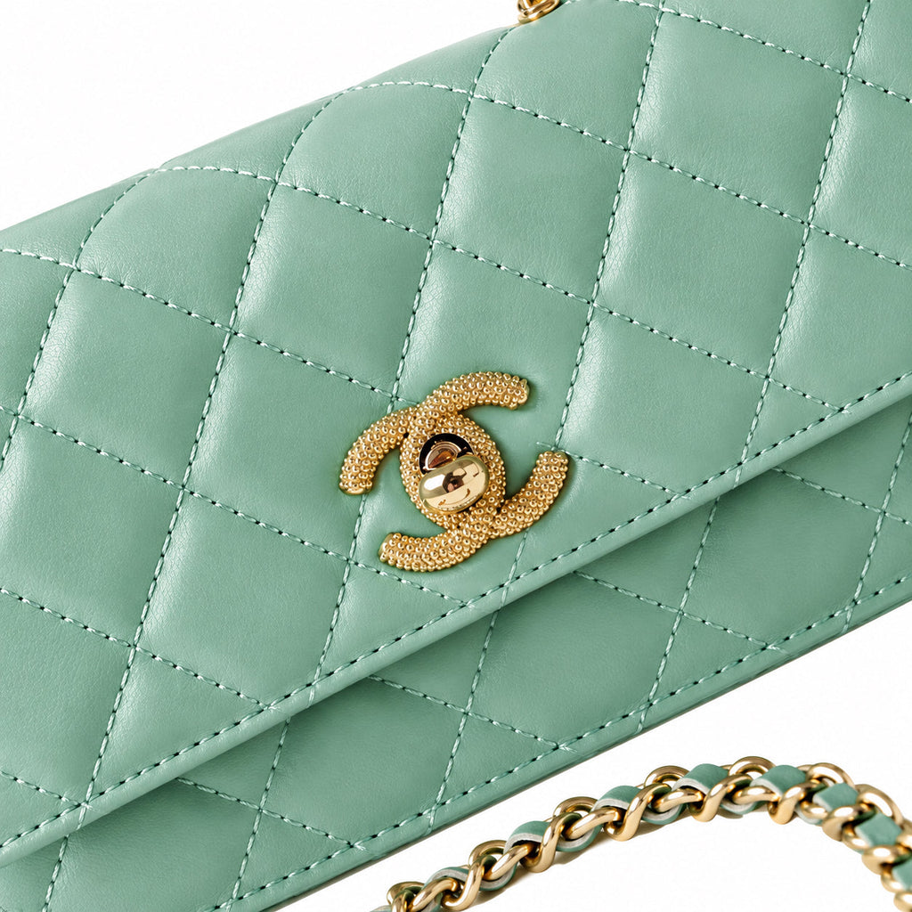 Chanel Quilted Leather Refined Chain Crossbody Bag