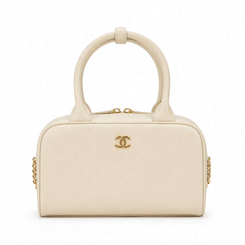 Chanel 31 Rue Cambon Mini Shopping Bag | Cream Calfskin Gold Zip Dual Handle & Strap | 20cm