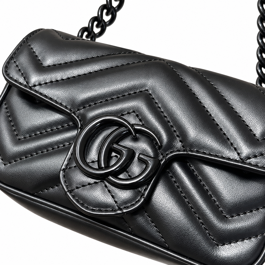 Gucci GG Marmont Super Mini Bag Black on Black