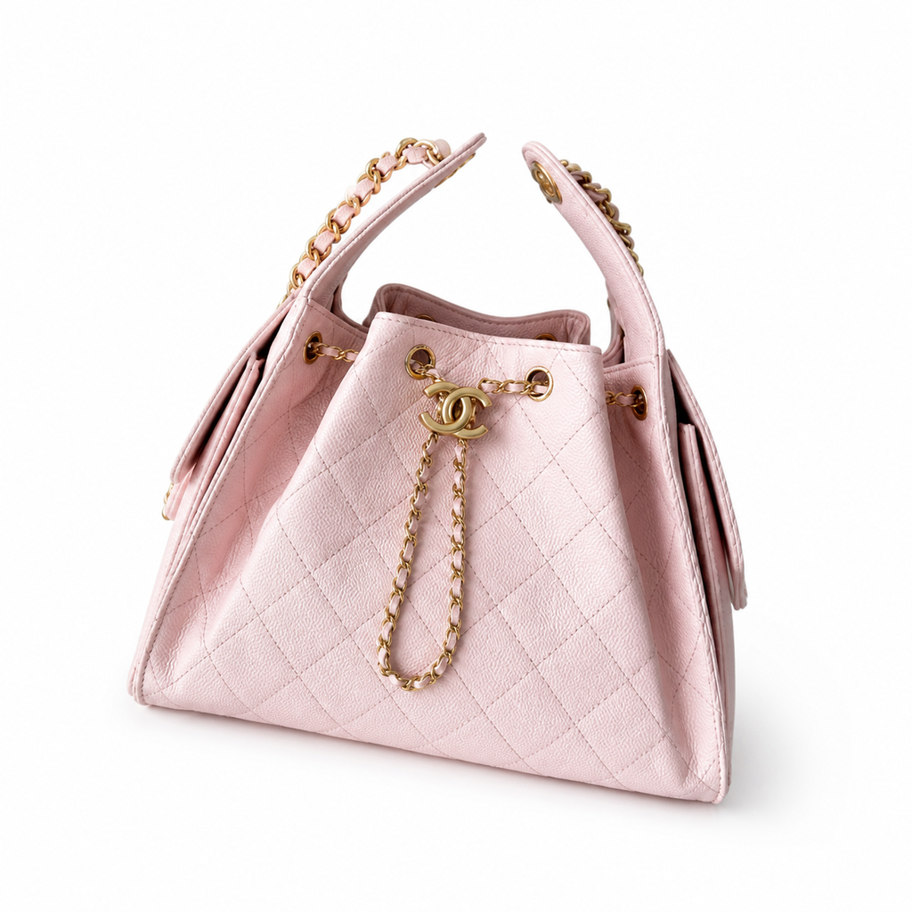 Chanel Classic Flap Medium Bag Pink Aged Calfskin Gold CC Hardware 30cm