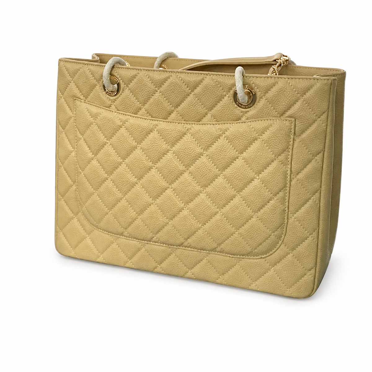 CHANEL Grand Shopping Tote (GST) – Beige Caviar Leather Gold Hardware Shoulder Bag 35×25×13cm