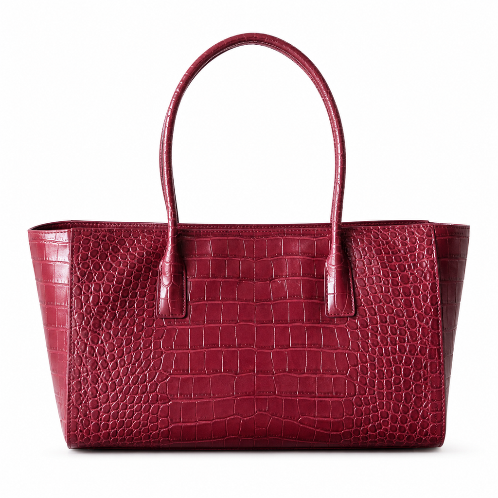 Chanel Burgundy Crocodile Embossed Leather Executive Tote Bag | Gold CC Turn-Lock | Dual Handles | 39×20×13cm
