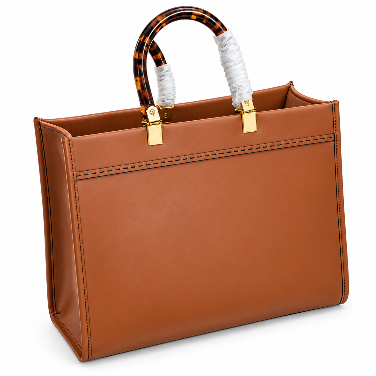 Fendi FF Logo Premium Leather Large Tote Bag 17x35x31cm