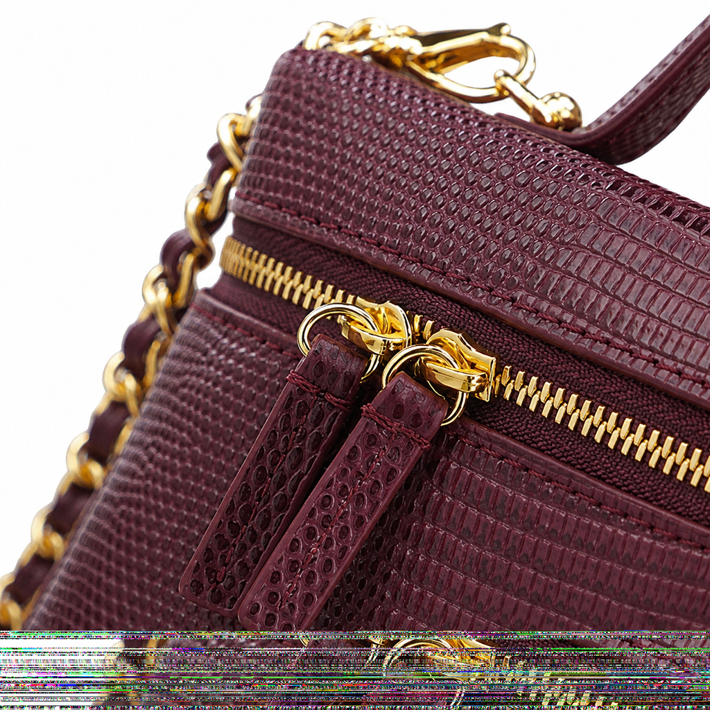 Chanel Burgundy Lizard-Embossed Leather Mini Top Handle Flap Bag