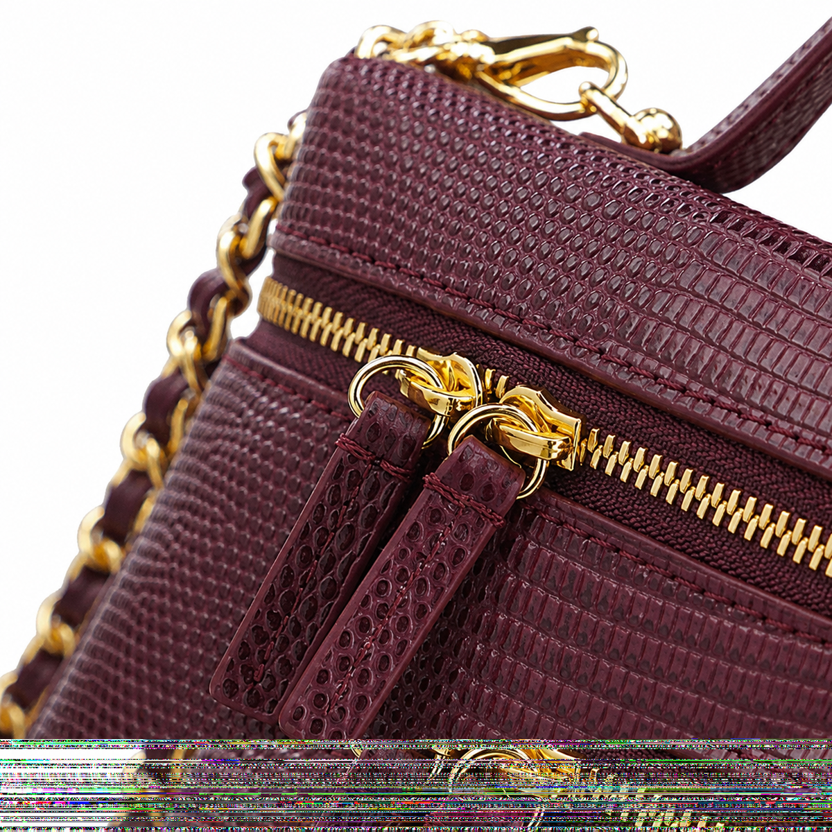 Chanel Burgundy Lizard-Embossed Leather Mini Top Handle Flap Bag