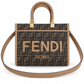 Fendi Sunshine Small Tote – FF Jacquard & Blush Calfskin Top Handle Bag
