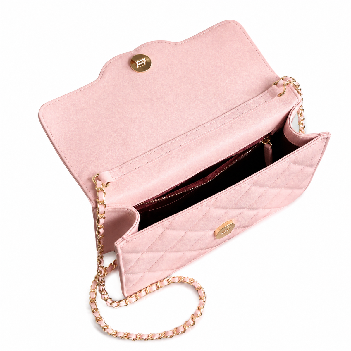 Chanel CC Filigree Quilted Leather Top Handle Crossbody Bag Pink Gold