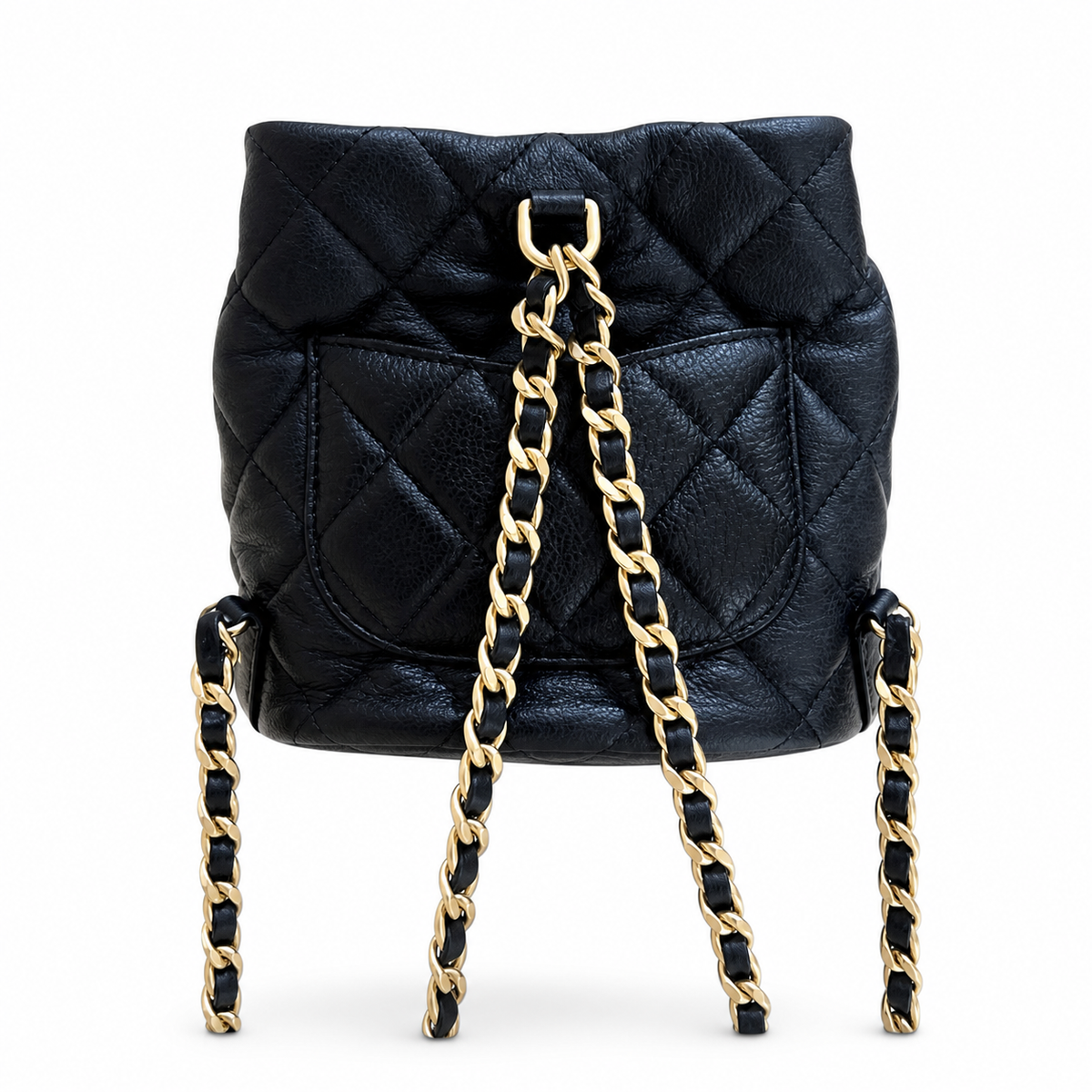 Chanel Black Quilted Leather Mini Duma Drawstring Backpack Gold CC Chain