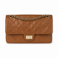 Chanel 2.55 Reissue 227 Cognac Brown Aged Distressed Calfskin Aged Gold Mademoiselle Lock Chain 24cm