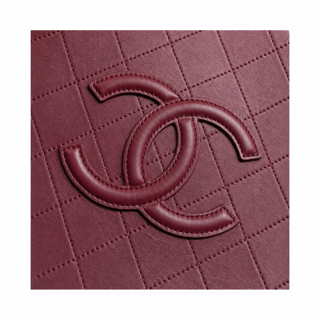 Chanel Large Shopping Tote Bag | Burgundy Calfskin Gold CC Logo & Chain Strap