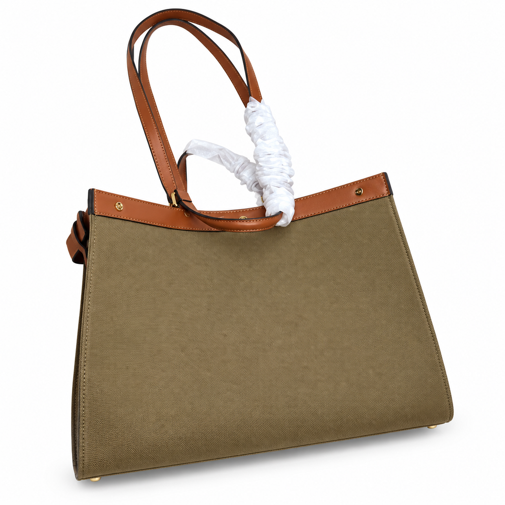 Fendi FF Logo Leather Open Top Shopper Tote Bag 40x12x29cm