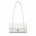 Chanel Vintage Cylinder Barrel Shoulder Bag White Smooth Leather Gold CC Turn-Lock Slim Strap 20.5cm