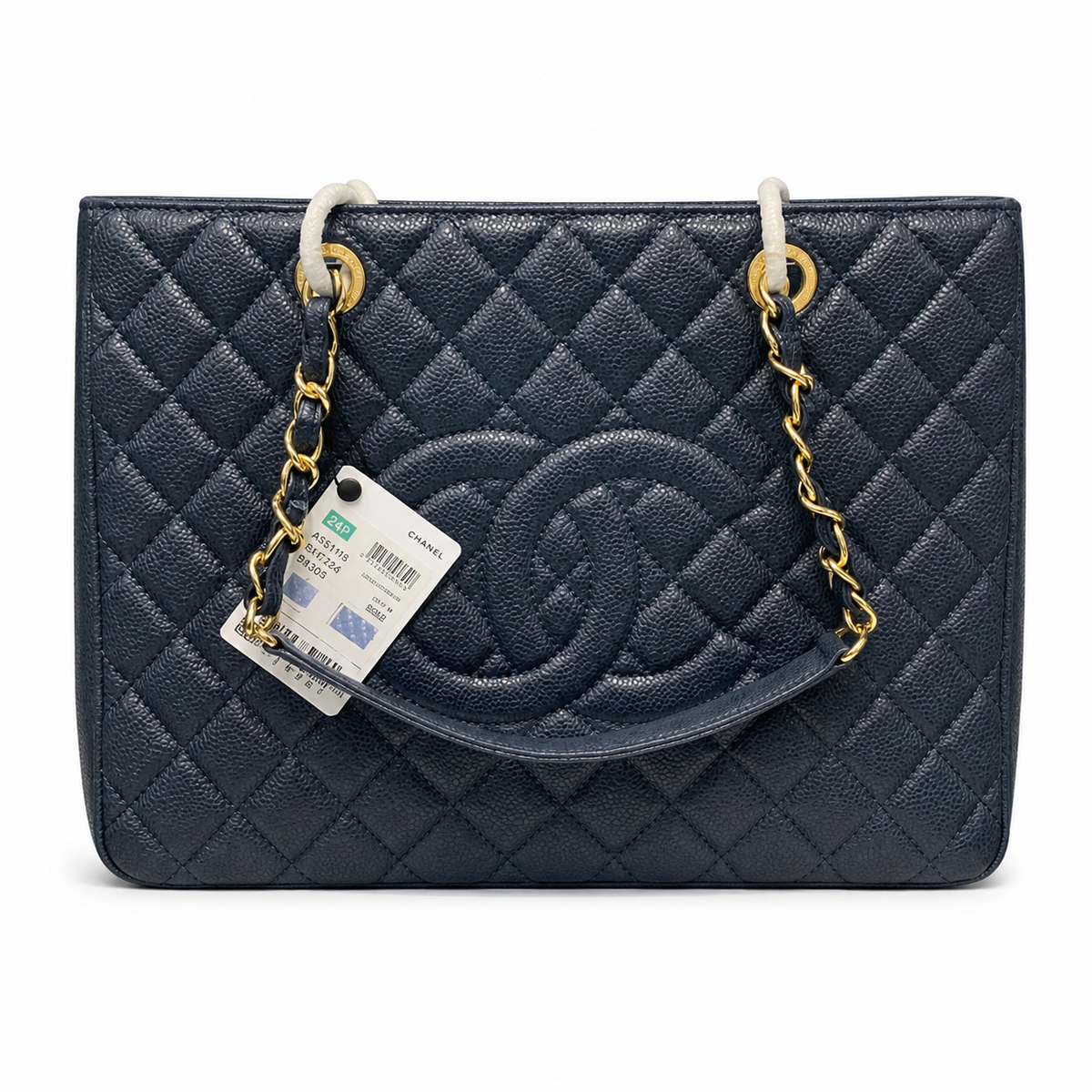 CHANEL Grand Shopping Tote (GST) – Navy Blue Caviar Leather Gold Hardware Shoulder Bag 35×25×13cm