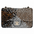 Chanel Crystal Leopard Print Full Rhinestone Mini Flap Evening Bag | Silver CC | Chain Strap | 20cm