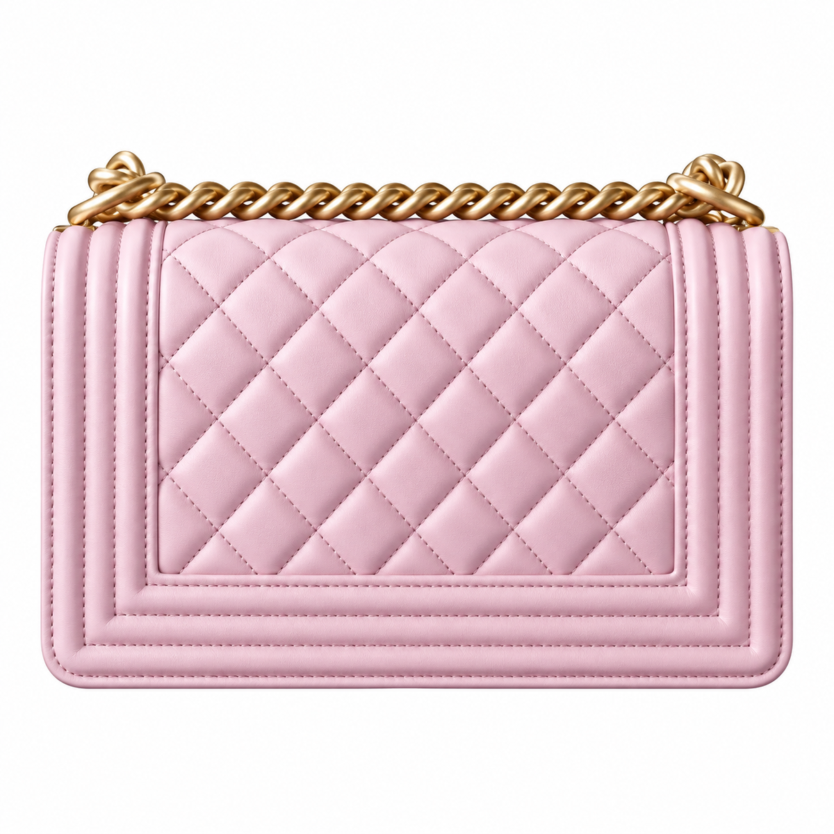 Chanel Boy Bag Small Light Pink Quilted Lambskin Aged Gold CC Turn-Lock Chunky Chain Crossbody 20cm