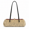 Chanel Vintage Polka Dot Faux Fur Flap Shoulder Bag Top Handle Black Leather Trim Gold CC Turn-Lock Burgundy Interior 36cm