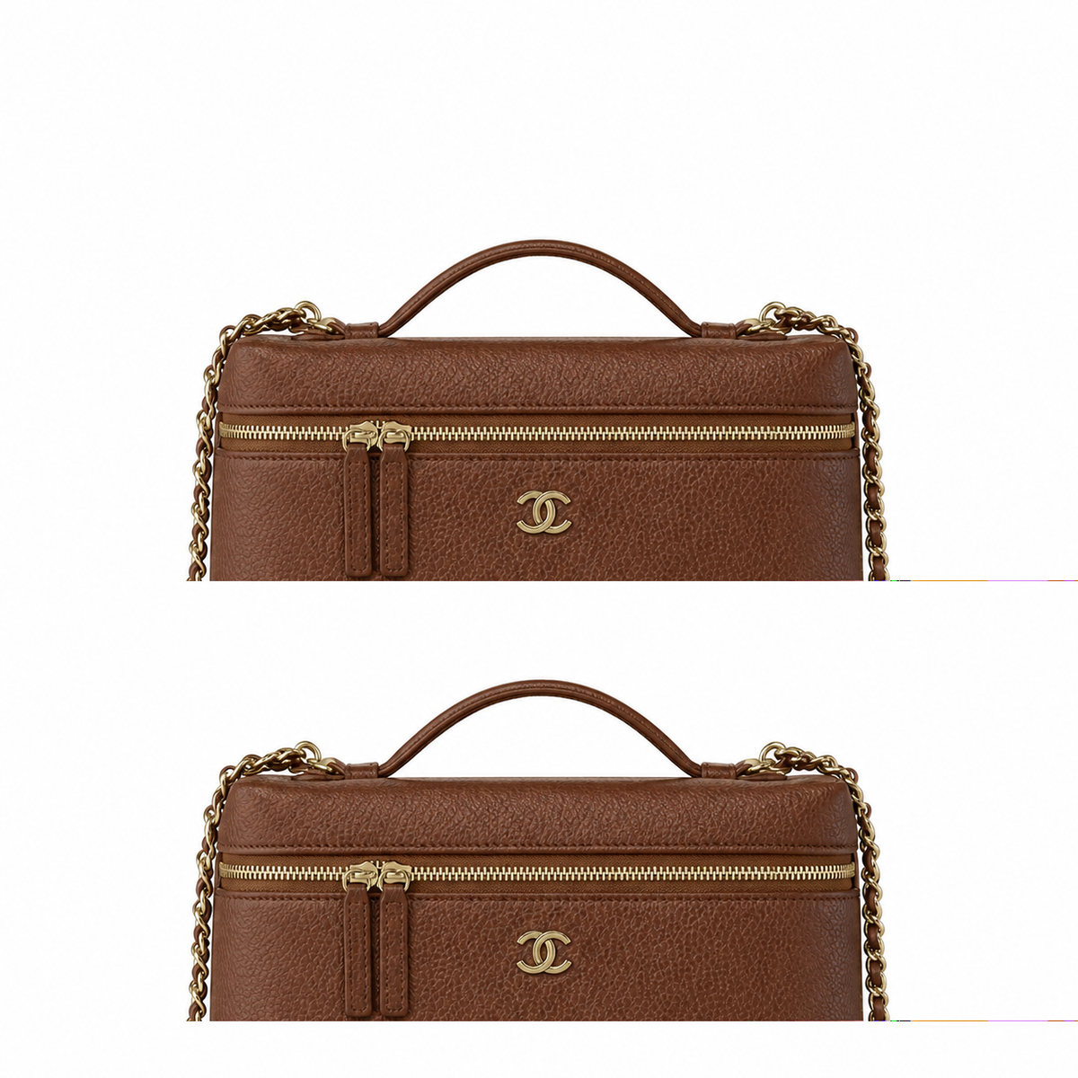 Chanel Brown Caviar Leather Vanity Case Crossbody Bag | Gold CC | Top Handle | 15×23×5cm